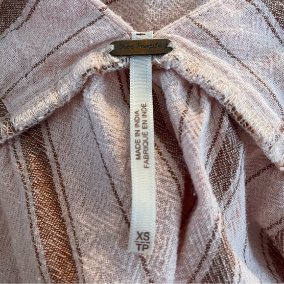 New! Free People Tan Brown Striped Cotton Living Tunic Mini Dress 20208 - Picture 7 of 11